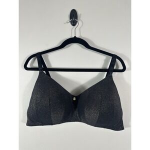 Torrid‎ Bra Womens 42D Black Gold Dream Wire Free Lightly Lined Shimmer